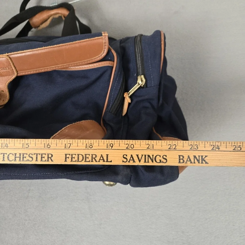 Vtg L.L. Bean Canvas Leather Duffle Bag W/Shoulder Strap+tag 22x12x10